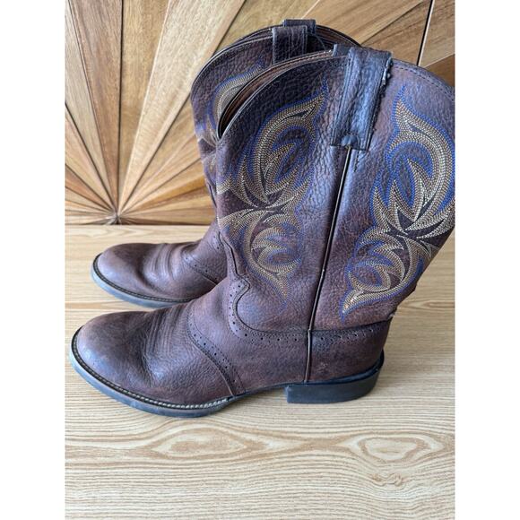 Mens Justin Leather Western Cowboy Boots Sz 9.5 EE Comb Last 7200 Blue Flame
